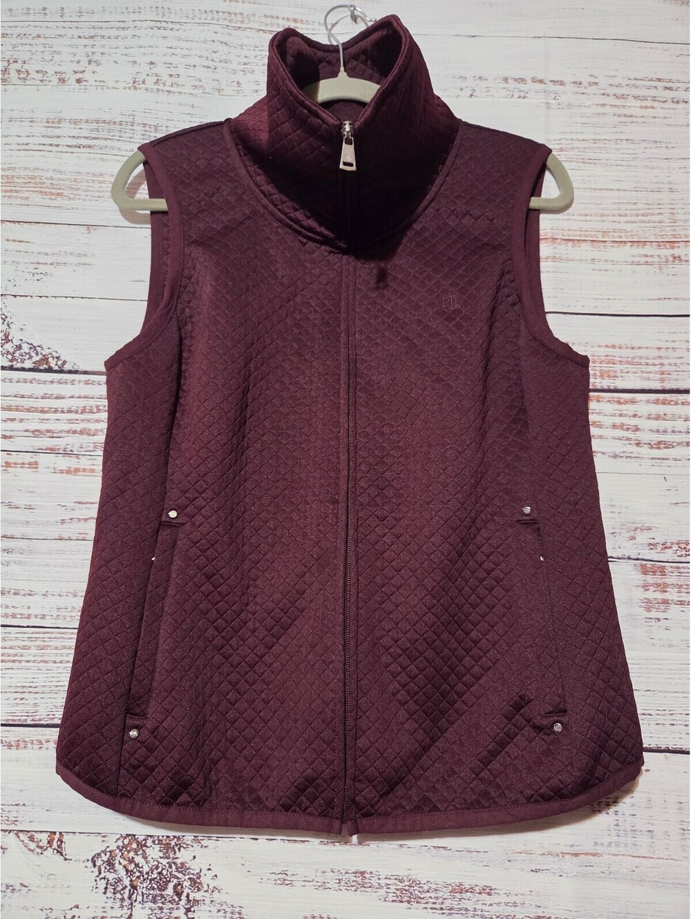 Lauren Ralph Lauren Large Burgundy Quilted Vest Sleeveless Jacket